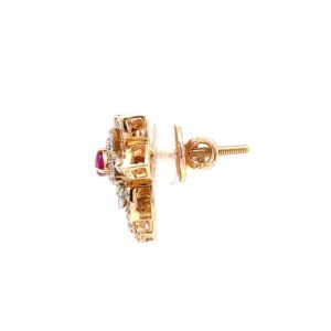 Incroyable diamond earring with red colour stone in rose gold 8shp36
