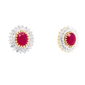 Grandiose Detachable diamond & ruby earrings in yellow gold 8top77