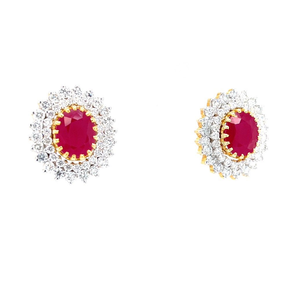 Grandiose Detachable diamond & ruby earrings in yellow gold 8top77 - Image 2