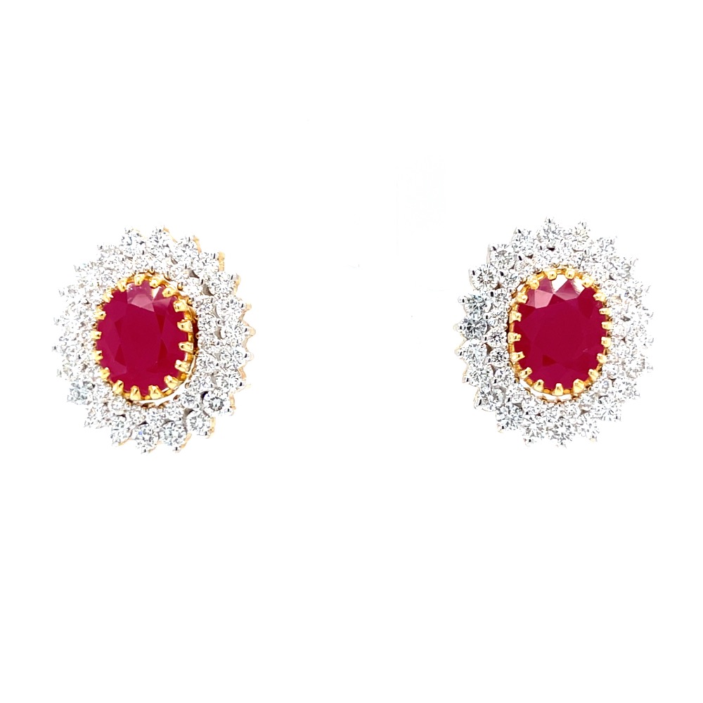 Grandiose Detachable diamond & ruby earrings in yellow gold 8top77