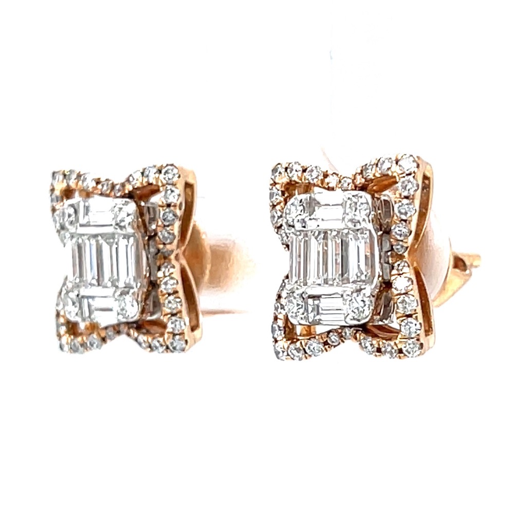 Emerald cut pressure set with butterfly wings diamond earrings 8top30 - Image 3