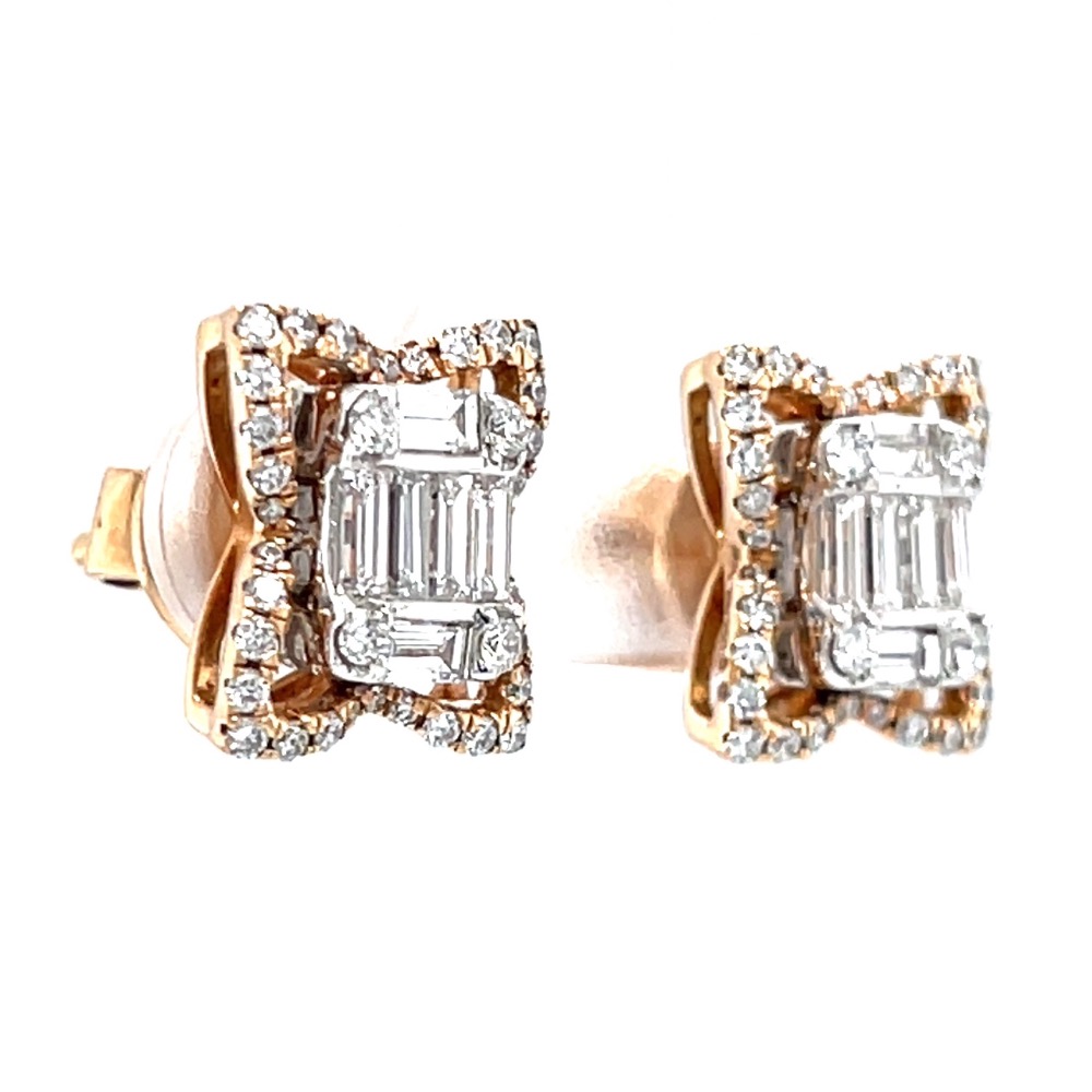 Emerald cut pressure set with butterfly wings diamond earrings 8top30 - Image 2