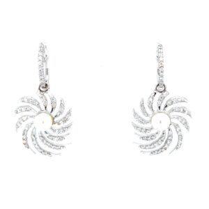 Chakri inspired drop with pearl & bali in hallmark white gold 8top14