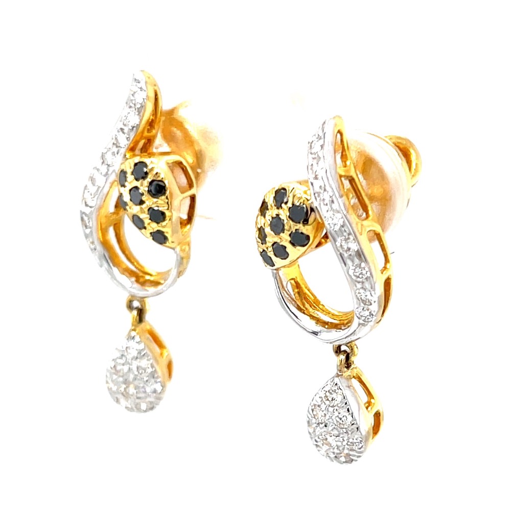 Earrings with a small drop in black & white diamonds 7top157 - Image 3