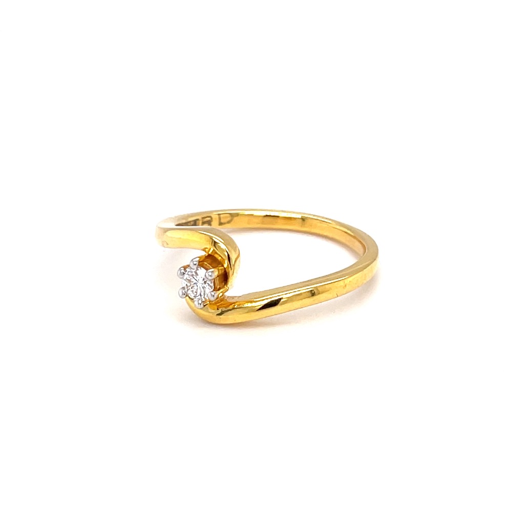 Single diamond engagement ring with cross band in yellow gold - Image 3