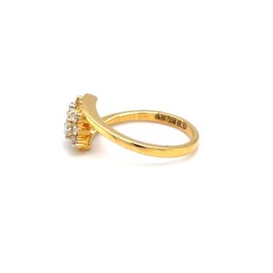 Two flower with cross band in 18k hallmark yellow gold