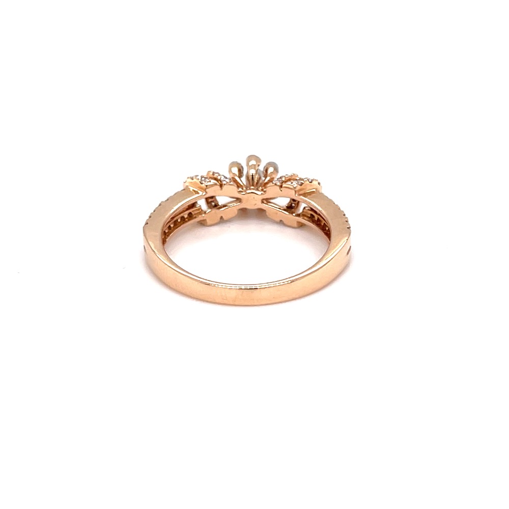 Floral design with dual band diamond ring in rose gold - Image 4