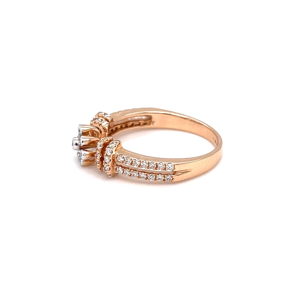 Floral design with dual band diamond ring in rose gold - Image 3