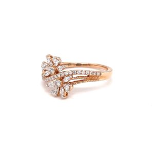 Dual flower contemporary diamond ring with hallmark rose gold