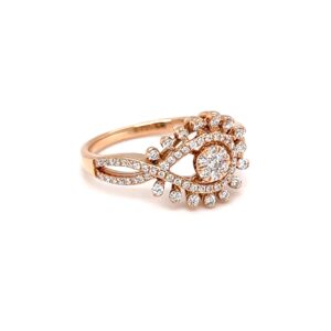 Pressure setting with cap setting diamond ring in hallmark gold
