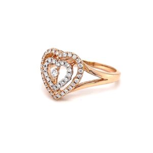 Dual heart with centre single diamond hallmarked ladies ring