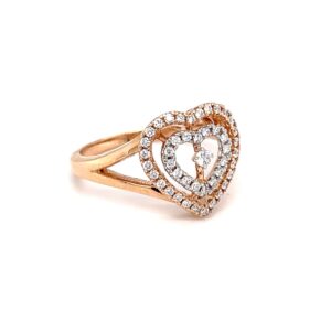 Dual heart with centre single diamond hallmarked ladies ring
