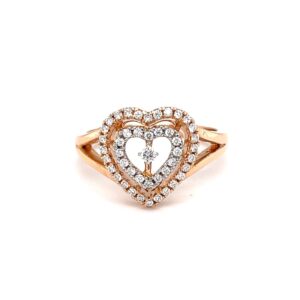 Dual heart with centre single diamond hallmarked ladies ring