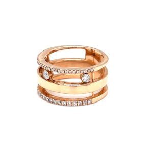 Three line band diamond ring with moving diamonds