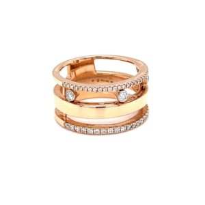 Three line band diamond ring with moving diamonds