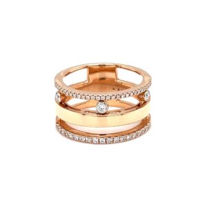 Three line band diamond ring with moving diamonds
