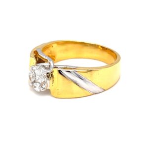 Pressure setting solitaire look diamond ring