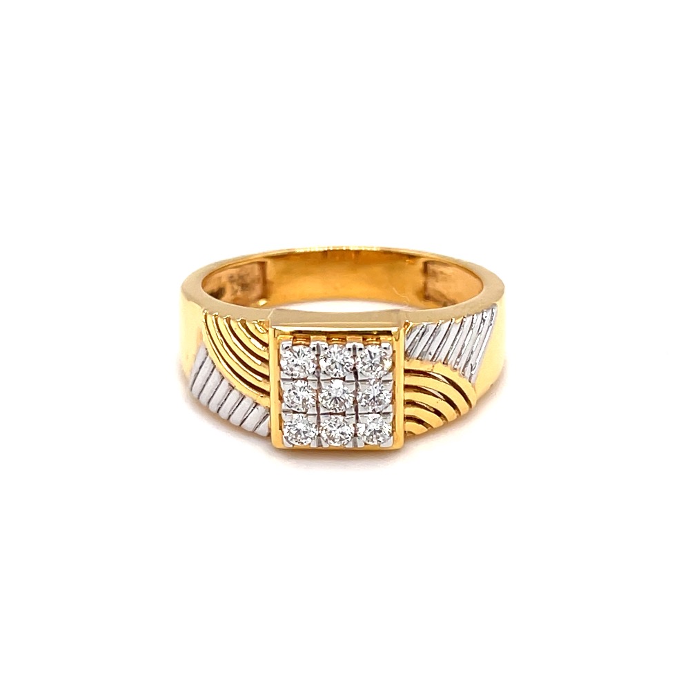 Nine diamond ring with fancy band for men