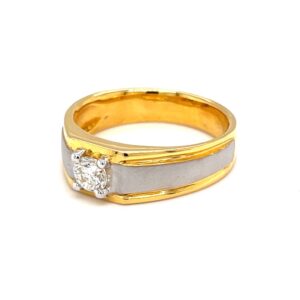 Solitaire ring for men with matt finish hallmark gold