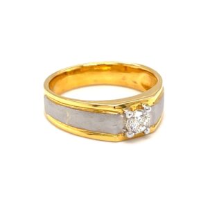 Solitaire ring for men with matt finish hallmark gold