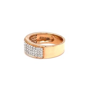 Four line diamond band ring in pave setting with rose gold