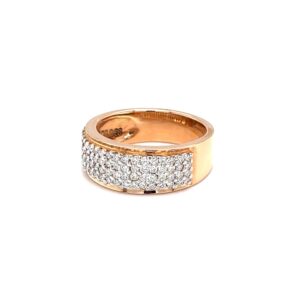 Four line diamond band ring in pave setting with rose gold