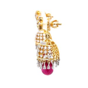Detachable diamond jhumkis with red stone 6top173
