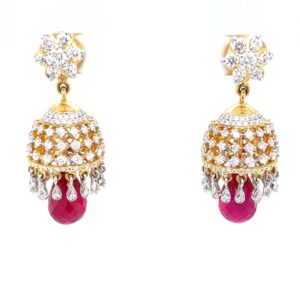 Detachable diamond jhumkis with red stone 6top173