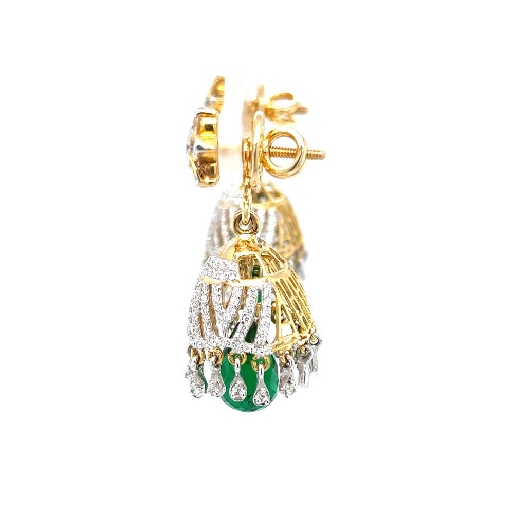 Jumkas for Special Occasions with Green Stone 6TOP184 - Image 4
