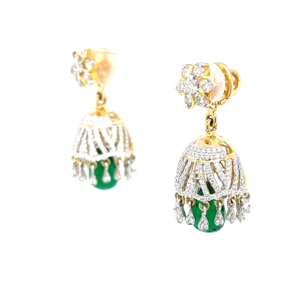 Jumkas for Special Occasions with Green Stone 6TOP184 - Image 3