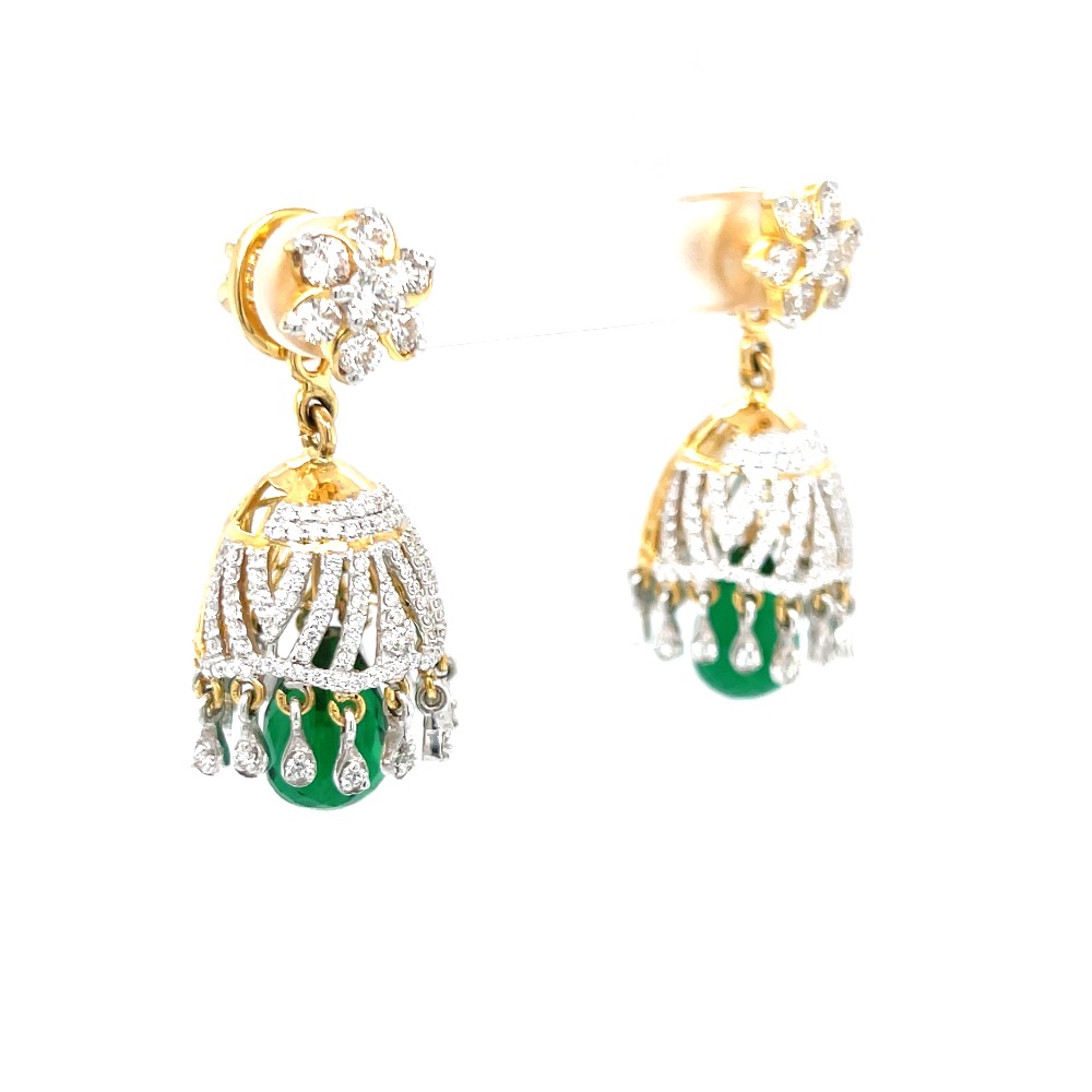 Jumkas for Special Occasions with Green Stone 6TOP184 - Image 2