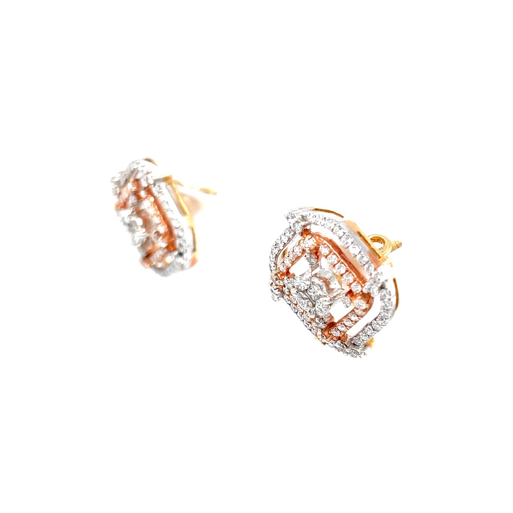 Double Rectangle With Pressure Set in Centre Earrings 6TOP66 - Image 3