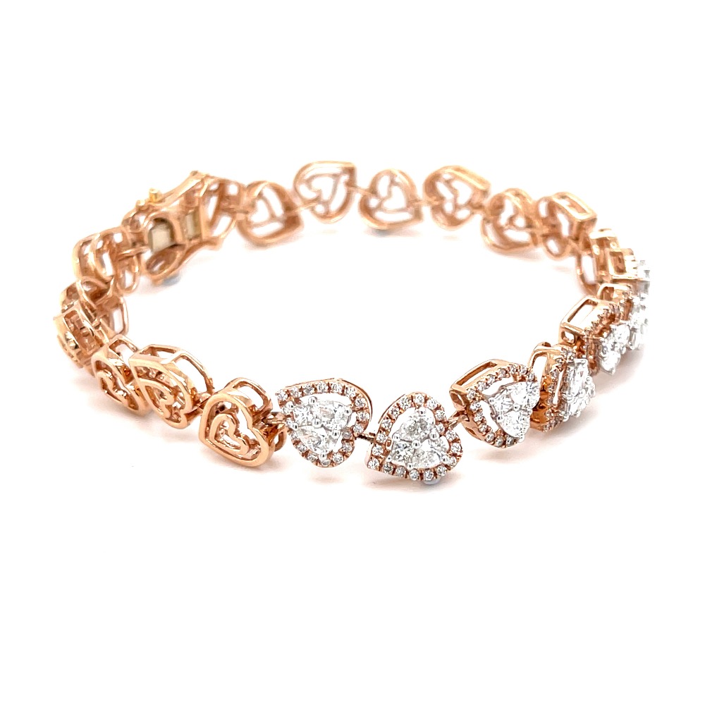 Mirum Heart Shaped Tennis Bracelet for Valentines in Diamonds - Image 3