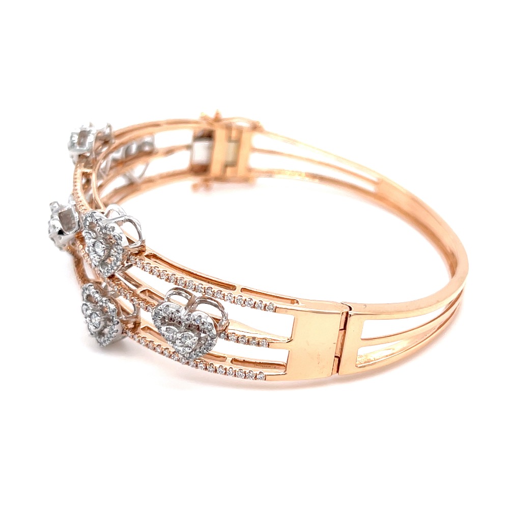 3 Lines with 7 Delicately moving Hearts Diamond Bracelet - Image 4
