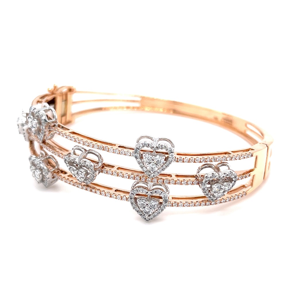 3 Lines with 7 Delicately moving Hearts Diamond Bracelet - Image 3