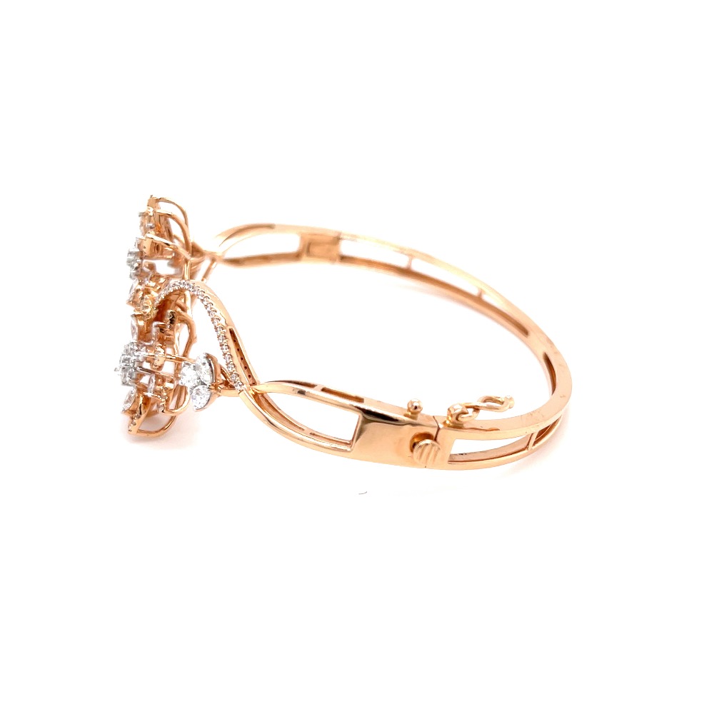 Pulchra Two Flower Bracelet in Rose Gold With Delicate Stems - Image 4