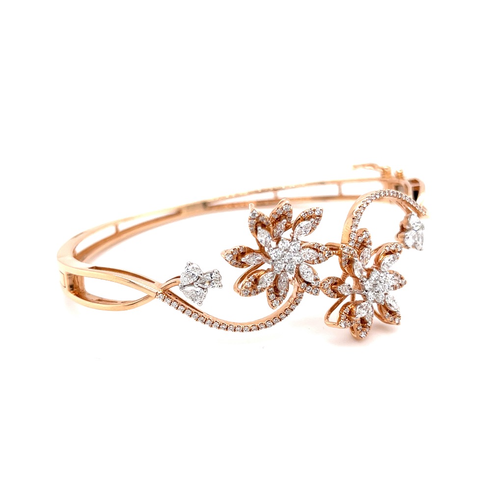 Pulchra Two Flower Bracelet in Rose Gold With Delicate Stems - Image 2