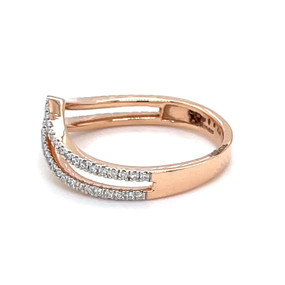 Double Single Line Band Ring in Rose Gold 0LR196 - Image 4