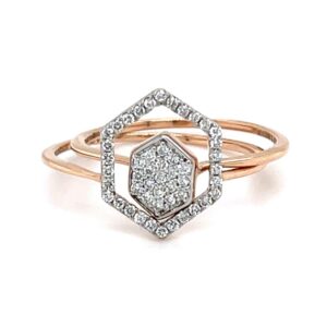 Stackable hexagon diamond ring in 18k rose gold - 0lr161