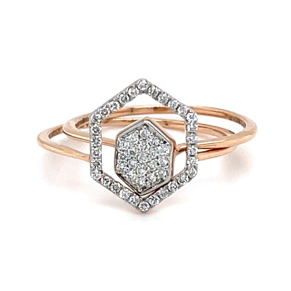 Stackable hexagon diamond ring in 18k rose gold - 0lr161
