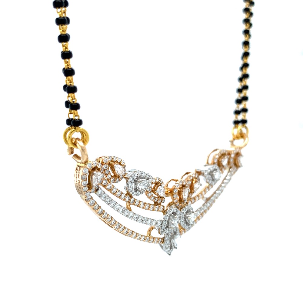 Three Lines with Tear Drop shapes in Round & Pear Diamond in 18k Rose Gold - 7.560 grams - VVS EF - 1.68 carats - 8SHP33 - Image 3