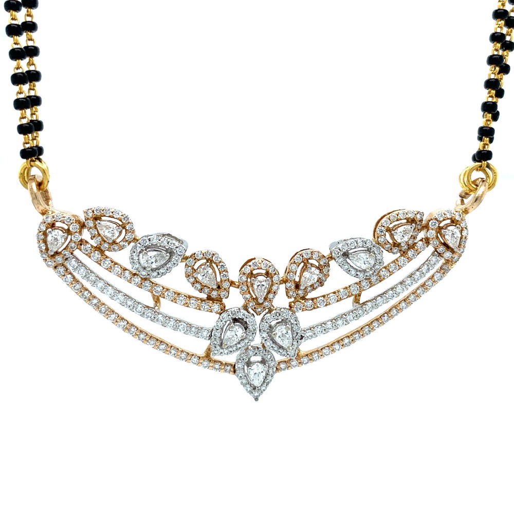 Three Lines with Tear Drop shapes in Round & Pear Diamond in 18k Rose Gold - 7.560 grams - VVS EF - 1.68 carats - 8SHP33 - Image 2