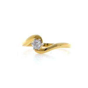 Single Diamond Ladies ring in 18k Yellow Gold - 1.840 grams - VVS EF 12 cents - 0LR75