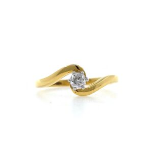 Single Diamond Ladies ring in 18k Yellow Gold - 1.840 grams - VVS EF 12 cents - 0LR75