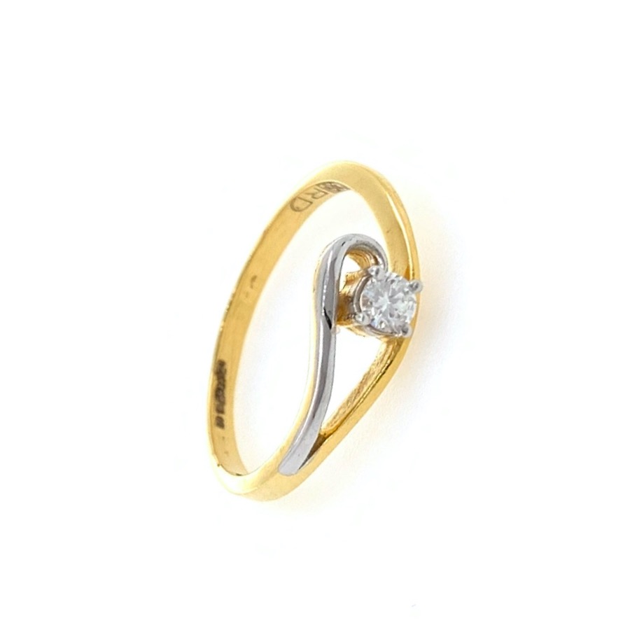 Classic solitaire diamond ring in 18k yellow gold - 1.730 gms - vvs ef 9 cents - 0lr73