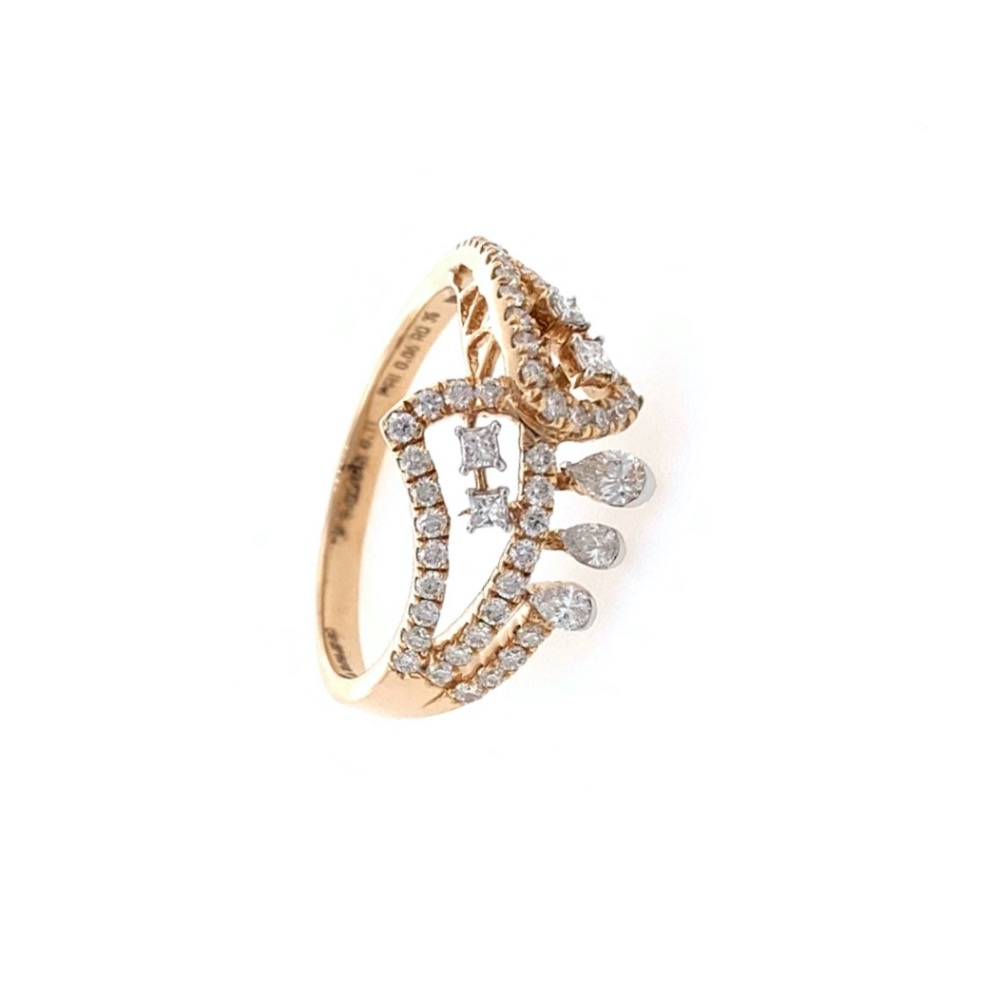 Fancy ring with round and pear diamond in 18k rose gold - 2.950 grams - vvs ef - 0.51 carats - 0lr71
