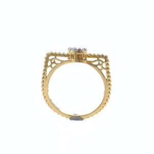 Dual Flower Fancy Diamond Ring in 18k Yellow Gold - 3.080 grams - 23 cents - VVS EF - 0LR56
