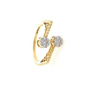Dual Flower Fancy Diamond Ring in 18k Yellow Gold - 3.080 grams - 23 cents - VVS EF - 0LR56