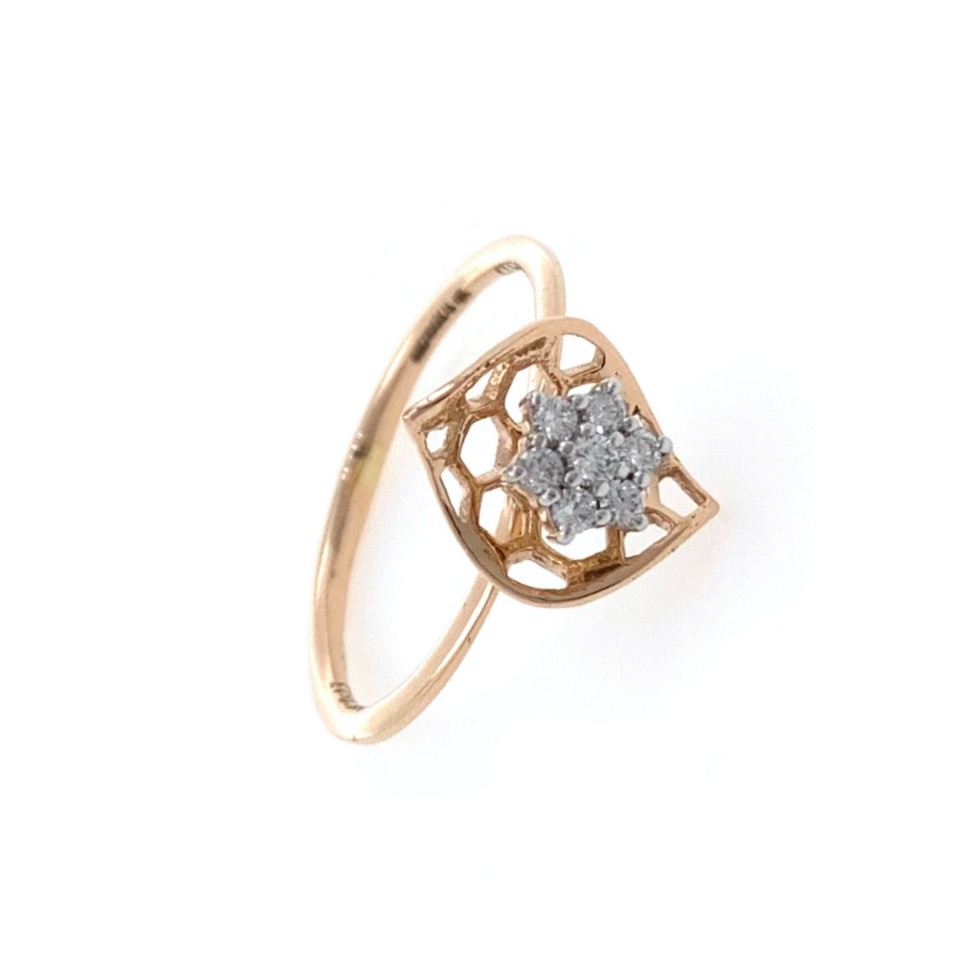 Flower with Gold Petal in 18k Rose Gold - 1.740 grams - VVS EF - 0.13 carats - 0LR55