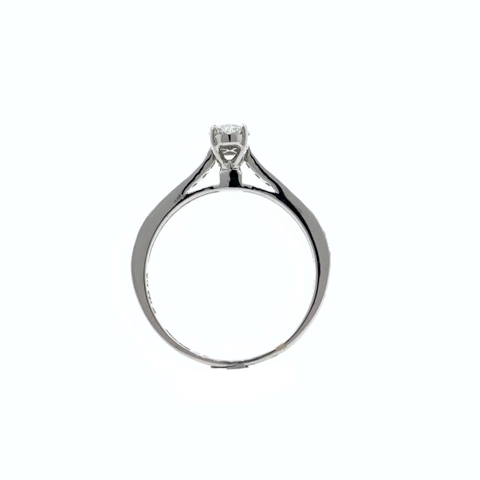Oval Shaped Pie Cut Diamond Engagement Ring in 18k White Gold - VVS - VS - FG - 2.210 grams - 0.38 carat - 0LR43 - Image 5